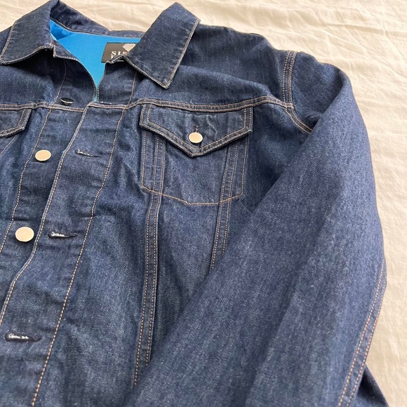 Silver Lining dark denim jean jacket - size large - Picture 2 of 6